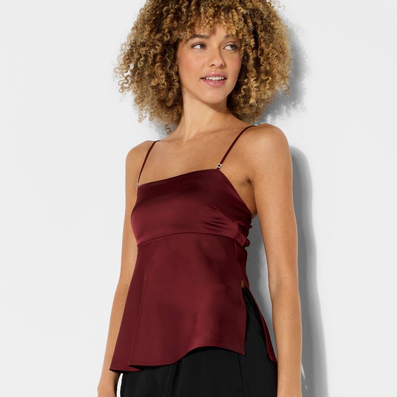slide 1 of 3, Women's Satin Camisole - Wild Fable™ Burgundy XXS, 1 ct