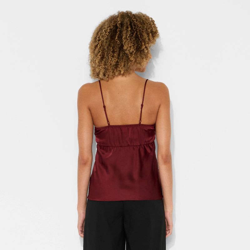 slide 3 of 3, Women's Satin Camisole - Wild Fable™ Burgundy S, 1 ct