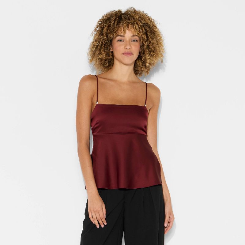 slide 2 of 3, Women's Satin Camisole - Wild Fable™ Burgundy L, 1 ct