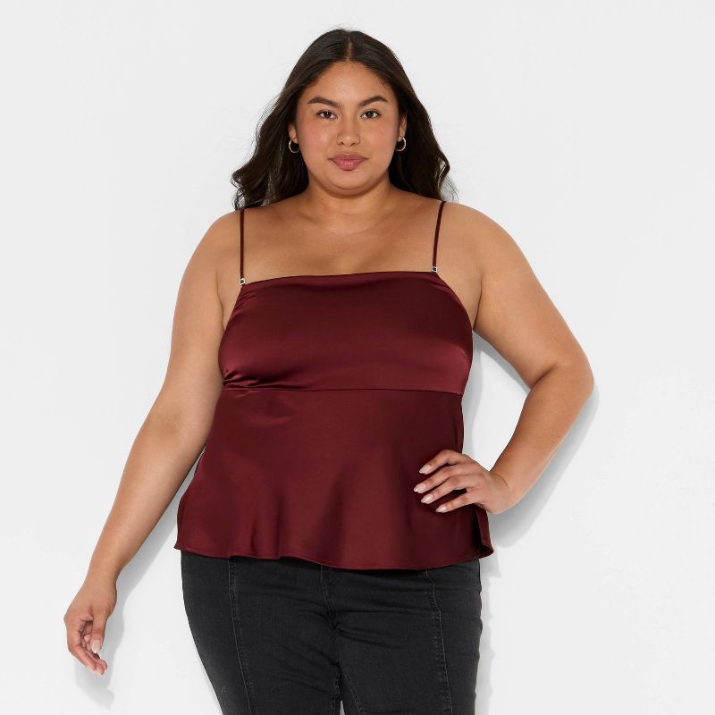 slide 2 of 3, Women's Satin Camisole - Wild Fable™ Burgundy XXL, 1 ct