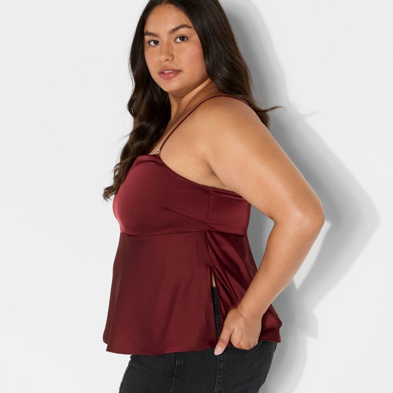 slide 1 of 3, Women's Satin Camisole - Wild Fable™ Burgundy XXL, 1 ct