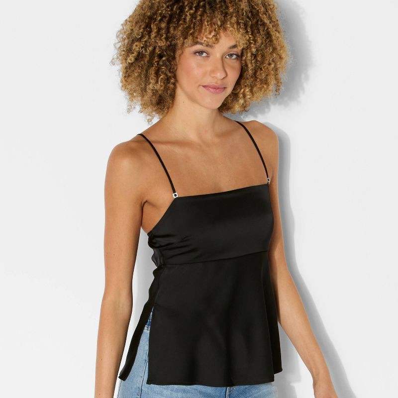 slide 1 of 3, Women's Satin Camisole - Wild Fable™ Black L, 1 ct