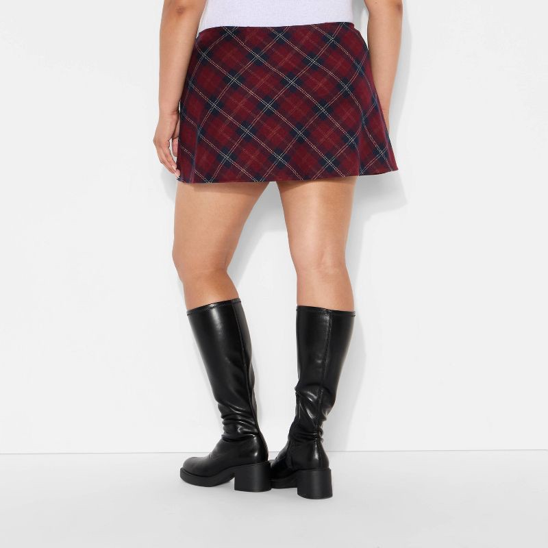 slide 3 of 3, Women's Plaid Mini A-Line Skort - Wild Fable™ Burgundy Plaid XXL, 1 ct