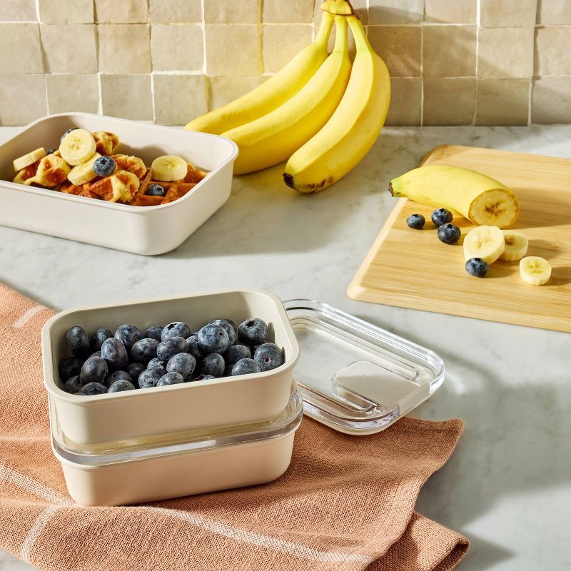 slide 2 of 5, 4pc (Set of 2) 1c Meal Prep Food Storage Container Set Cream - Figmint™, 4 ct