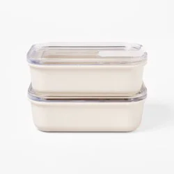 4pc (Set of 2) 1c Meal Prep Food Storage Container Set Cream - Figmint™