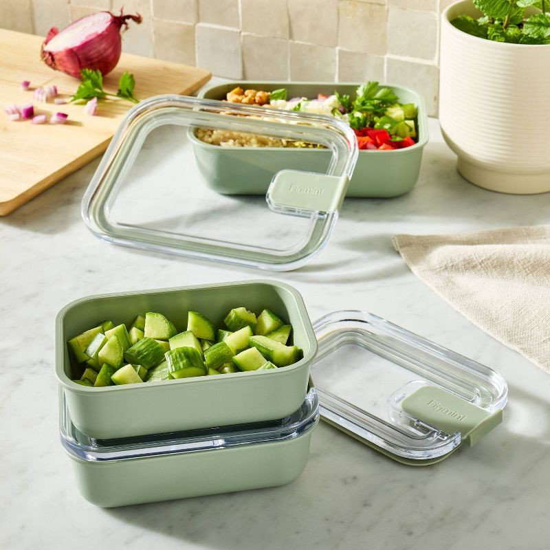 slide 2 of 5, 4pc (Set of 2) 1c Meal Prep Food Storage Container Set Sage - Figmint™, 4 ct