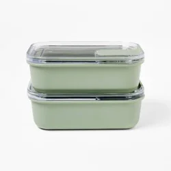 4pc (Set of 2) 1c Meal Prep Food Storage Container Set Sage - Figmint™