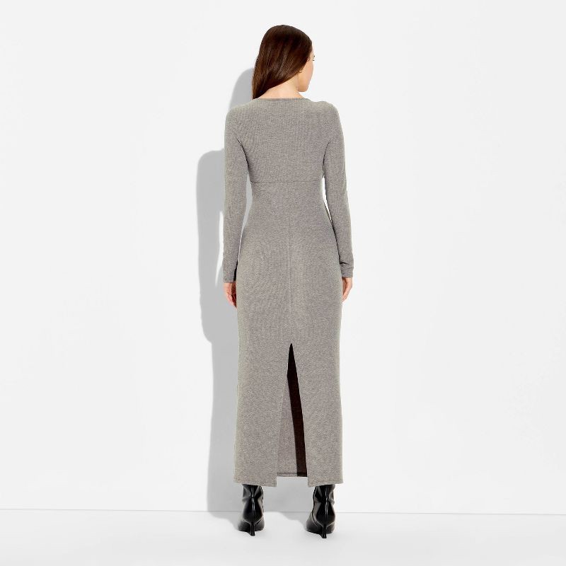 slide 3 of 3, Women's Cozy Long Sleeve Maxi Empire Waist Dress - Wild Fable™ Gray XL, 1 ct