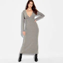 Women's Cozy Long Sleeve Maxi Empire Waist Dress - Wild Fable™ Gray XL