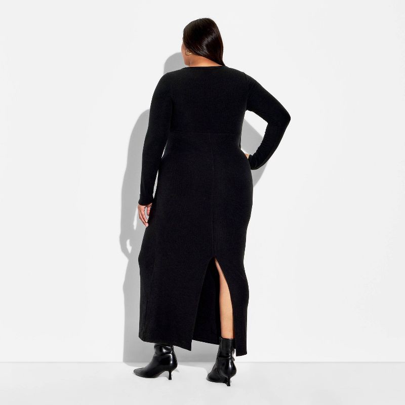 slide 3 of 3, Women's Cozy Long Sleeve Maxi Empire Waist Dress - Wild Fable™ Black XXL, 1 ct