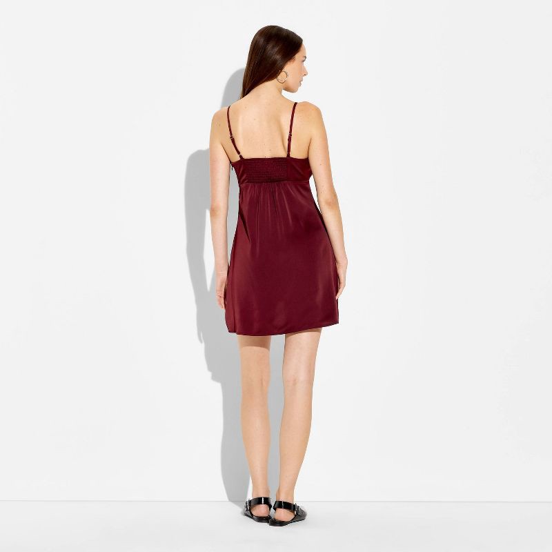 slide 3 of 3, Women's Lace Trim Satin Bustier Mini A-Line Dress - Wild Fable™ Burgundy XXS, 1 ct