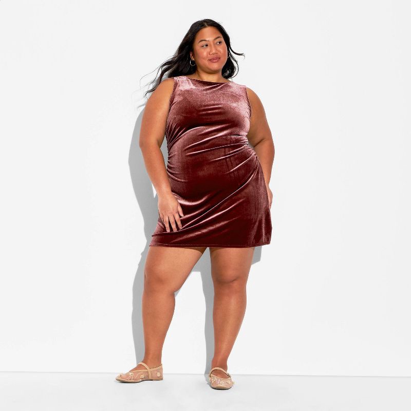 slide 2 of 3, Women's Velvet Mini Sheath Dress - Wild Fable™ Burgundy XXL, 1 ct