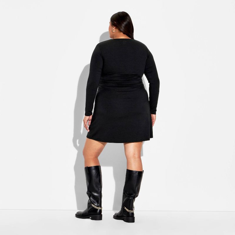 slide 3 of 3, Women's Long Sleeve Mini A-Line Dress - Wild Fable™ Black XXL, 1 ct