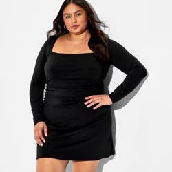 Women's Long Sleeve Mini A-Line Dress - Wild Fable™ Black XXL