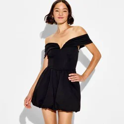 Women's Plunge Bubble Mini A-Line Dress - Wild Fable™ Black XS