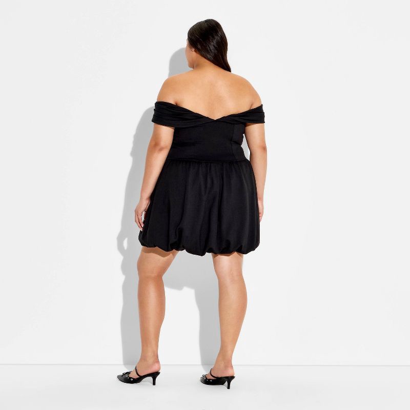 slide 2 of 3, Women's Plunge Bubble Mini A-Line Dress - Wild Fable™ Black XXL, 1 ct