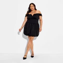 Women's Plunge Bubble Mini A-Line Dress - Wild Fable™ Black XXL