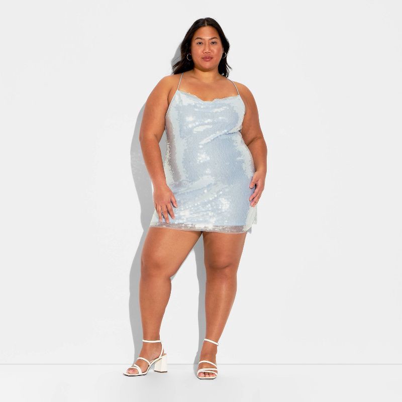 slide 2 of 3, Women's Paillette Mini Sheath Dress - Wild Fable™ Light Blue XXL, 1 ct