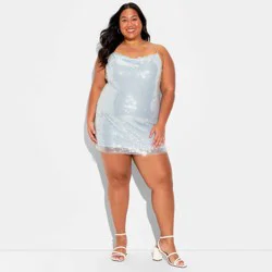 Women's Paillette Mini Sheath Dress - Wild Fable™ Light Blue XXL