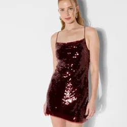 Women's Paillette Mini Sheath Dress - Wild Fable™ Burgundy L