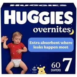 Huggies Overnites Nighttime Baby Diapers - Size 7 - 60ct