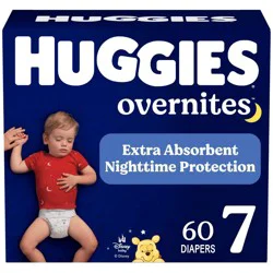 Huggies Overnites Nighttime Protection Diapers - Size 7 - 60ct