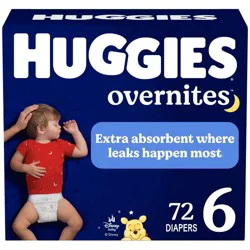 Huggies Overnites Nighttime Baby Diapers - Size 6 - 72ct
