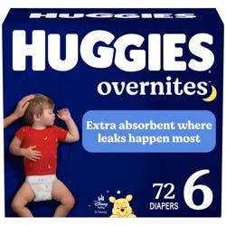 Huggies Overnites Nighttime Baby Diapers - Size 6 - 72ct