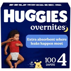 Huggies Overnites Nighttime Baby Diapers - Size 4 - 100ct