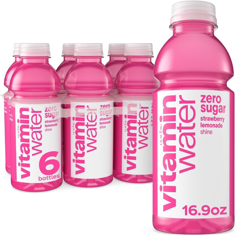 slide 1 of 8, Vitamin Water vitaminwater Zero Sugar Shine Lemonade Strawberry Flavoured Water - 6pk/16.9 fl oz, 6 ct; 16.9 fl oz