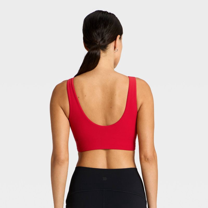 slide 2 of 4, Women's Everyday Soft Medium Support Longline Sports Bra - All In Motion™ Red L, 1 ct