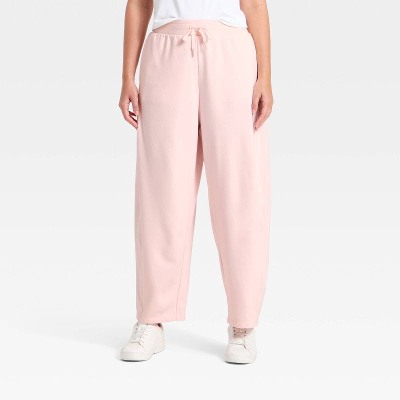 slide 3 of 5, Women's Active Comfort French Terry High-Rise Barrel Leg Sweatpants - All In Motion™ Light Pink XS, 1 ct