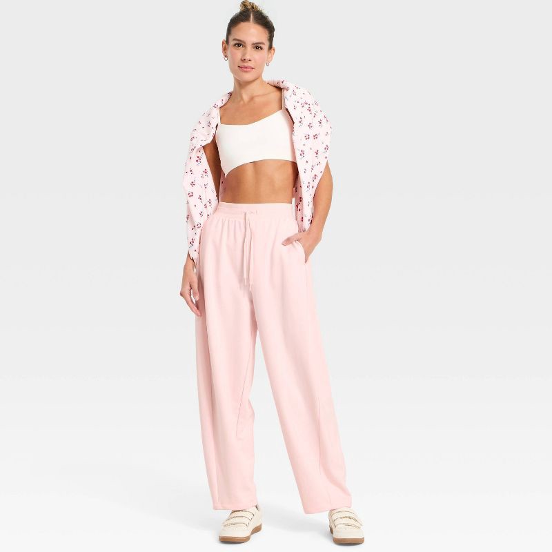 slide 5 of 5, Women's Active Comfort French Terry High-Rise Barrel Leg Sweatpants - All In Motion™ Light Pink M, 1 ct