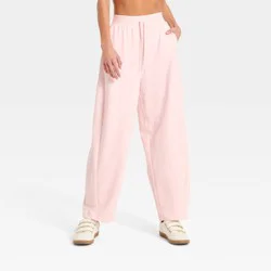 Women's Active Comfort French Terry High-Rise Barrel Leg Sweatpants - All In Motion™ Light Pink L