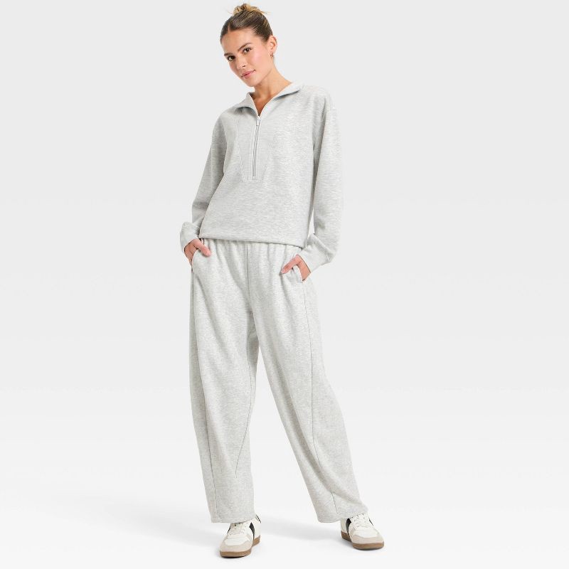 slide 2 of 5, Women's Active Comfort French Terry High-Rise Barrel Leg Sweatpants - All In Motion™ Heathered Gray M, 1 ct
