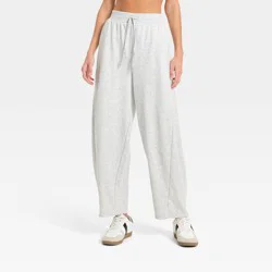 Women's Active Comfort French Terry High-Rise Barrel Leg Sweatpants - All In Motion™ Heathered Gray L