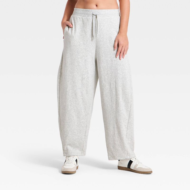 slide 4 of 5, Women's Active Comfort French Terry High-Rise Barrel Leg Sweatpants - All In Motion™ Heathered Gray XXL, 1 ct