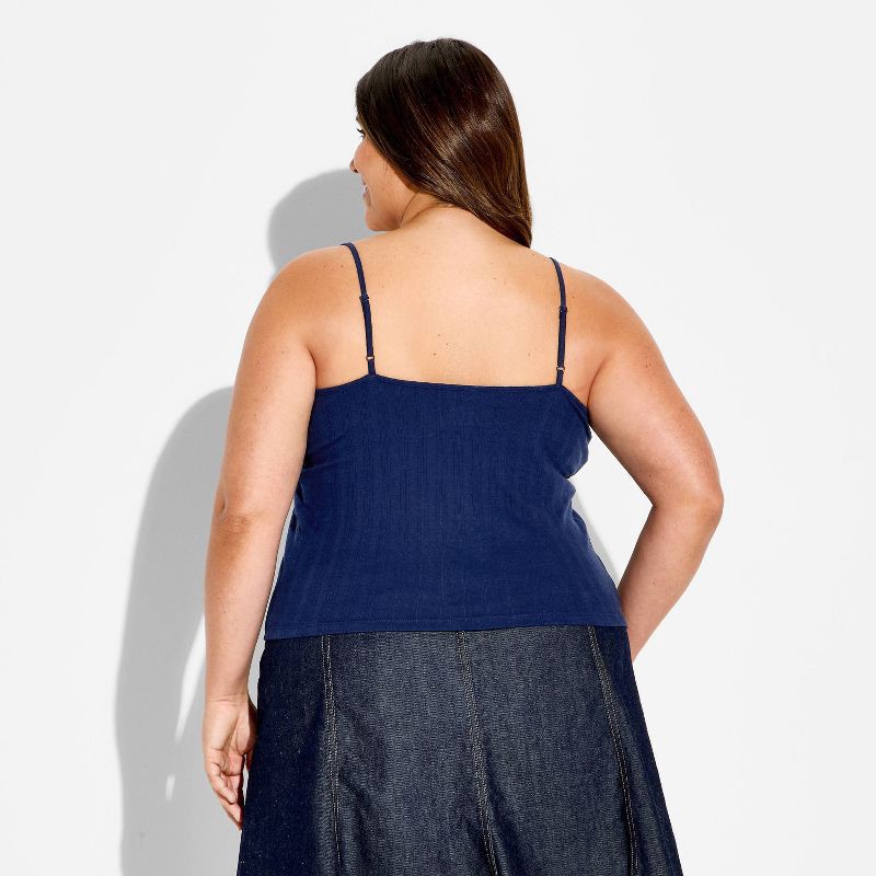 slide 3 of 3, Women's Pointelle Graphic Camisole - Wild Fable™ Navy Blue Snowflakes XXL, 1 ct