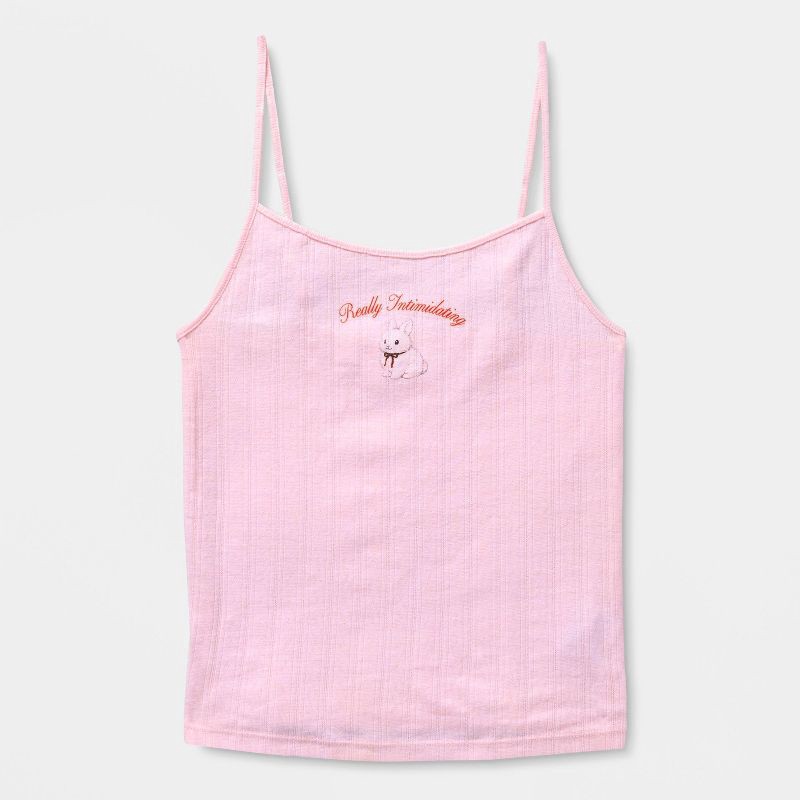slide 4 of 4, Women's Pointelle Graphic Camisole - Wild Fable™ Pink Rabbit L, 1 ct