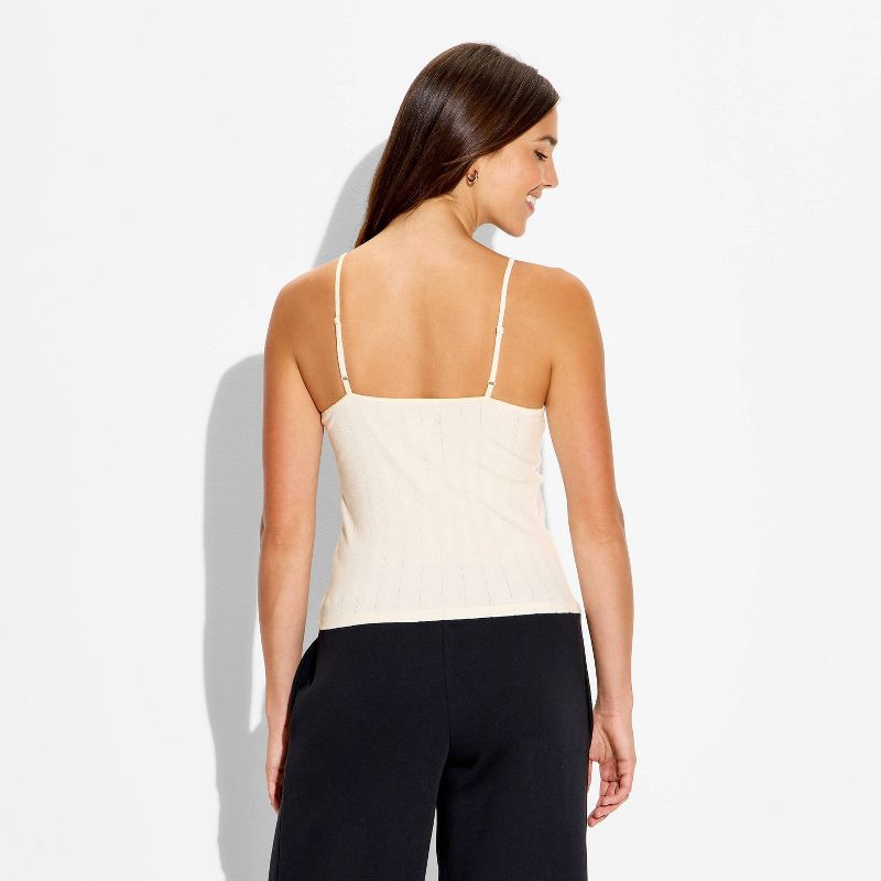 slide 3 of 4, Women's Pointelle Graphic Camisole - Wild Fable™ Cream Penguin M, 1 ct
