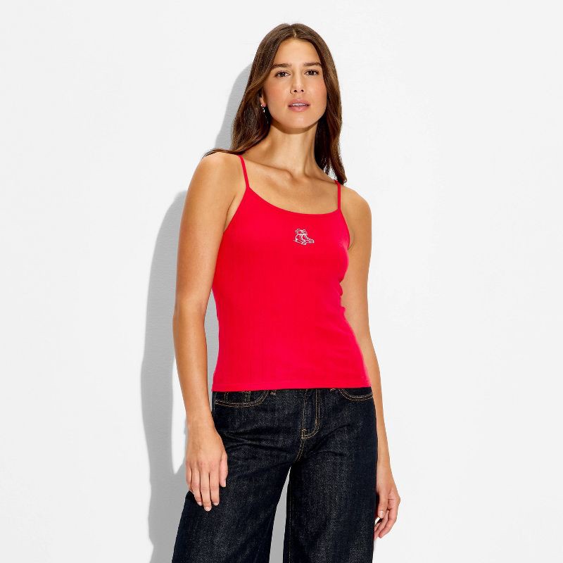 slide 2 of 4, Women's Pointelle Graphic Camisole - Wild Fable™ Red Clothing L, 1 ct