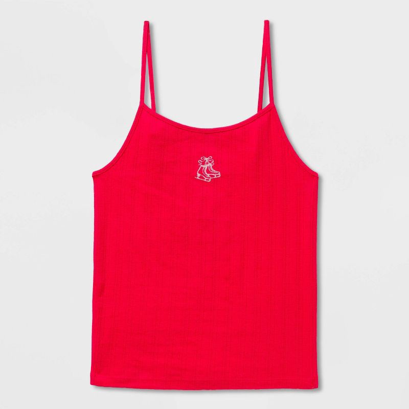 slide 4 of 4, Women's Pointelle Graphic Camisole - Wild Fable™ Red Clothing L, 1 ct