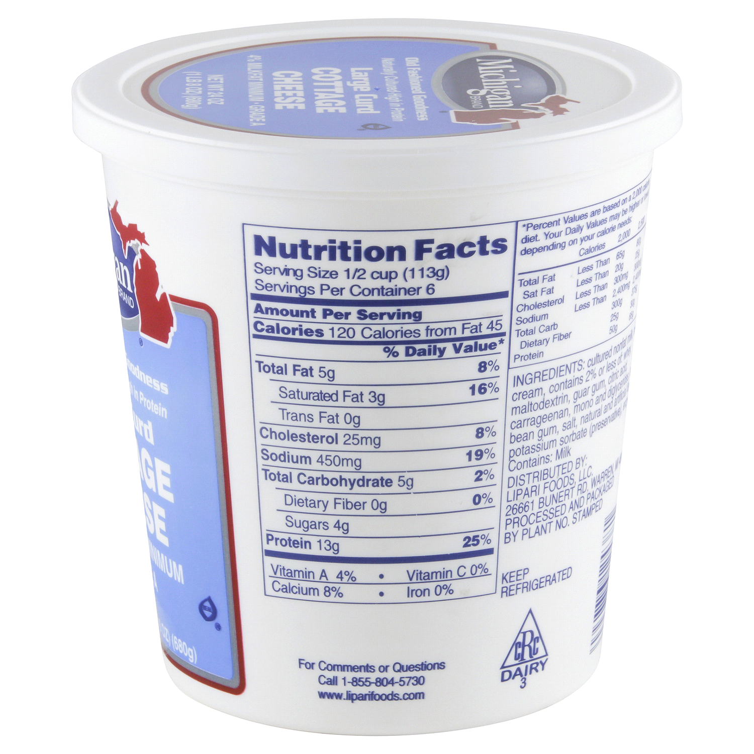 slide 3 of 4, Michigan Brand 4% Milkfat Large Curd Cottage Cheese, 24 oz