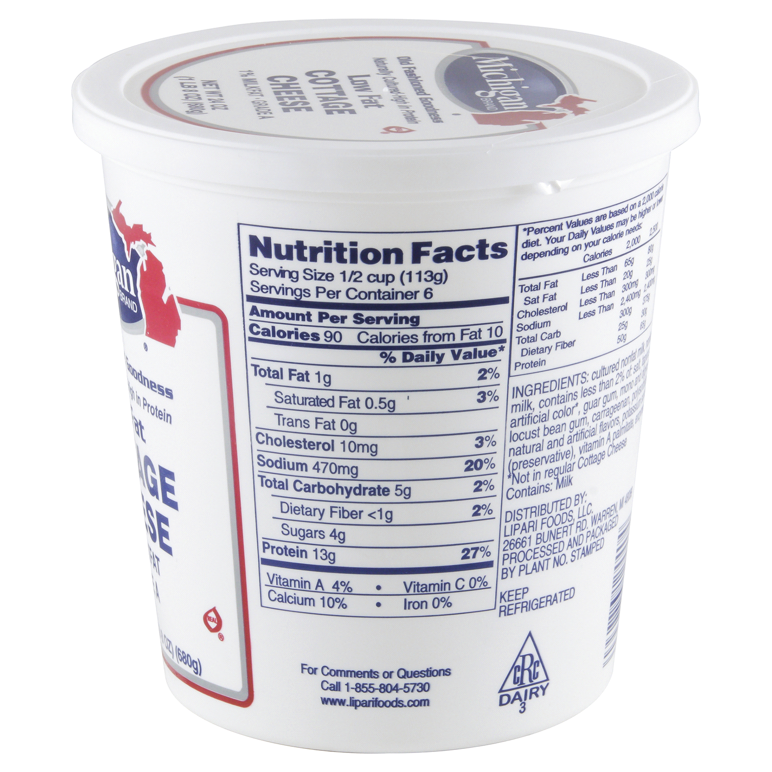slide 3 of 4, Michigan Brand 1% Milkfat Low Fat Cottage Cheese, 24 oz