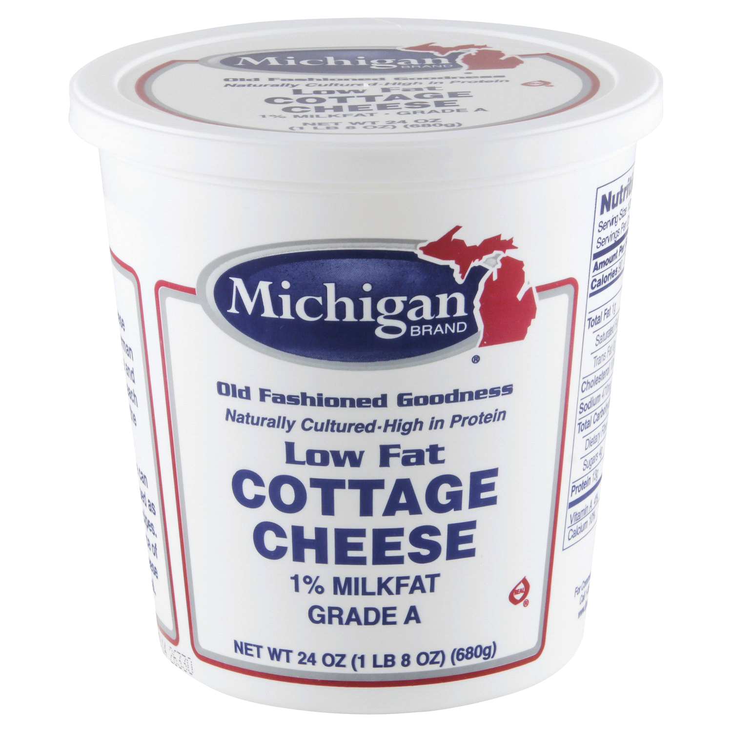 slide 1 of 4, Michigan Brand 1% Milkfat Low Fat Cottage Cheese, 24 oz