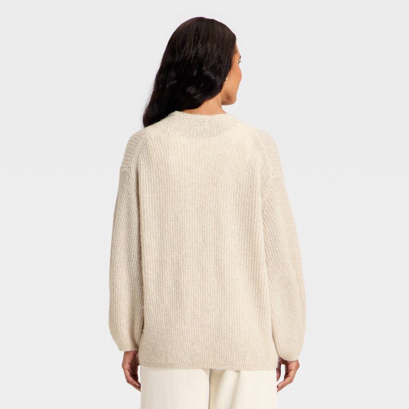 slide 2 of 3, Women's V-Neck Open Cardigan - A New Day™ Oatmeal L, 1 ct