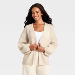 Women's V-Neck Open Cardigan - A New Day™ Oatmeal L