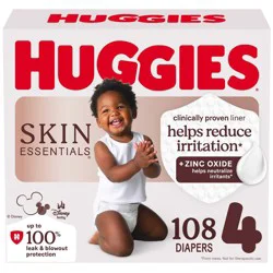 Huggies Skin Essentials Luxury Diapers - Size 4 - 108ct