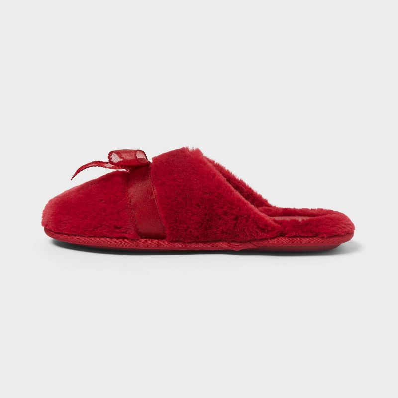 slide 2 of 4, Women's Mimi Red Bow Scuff Slippers - Auden™ Red M, 1 ct