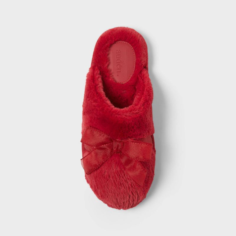 slide 3 of 4, Women's Mimi Red Bow Scuff Slippers - Auden™ Red M, 1 ct
